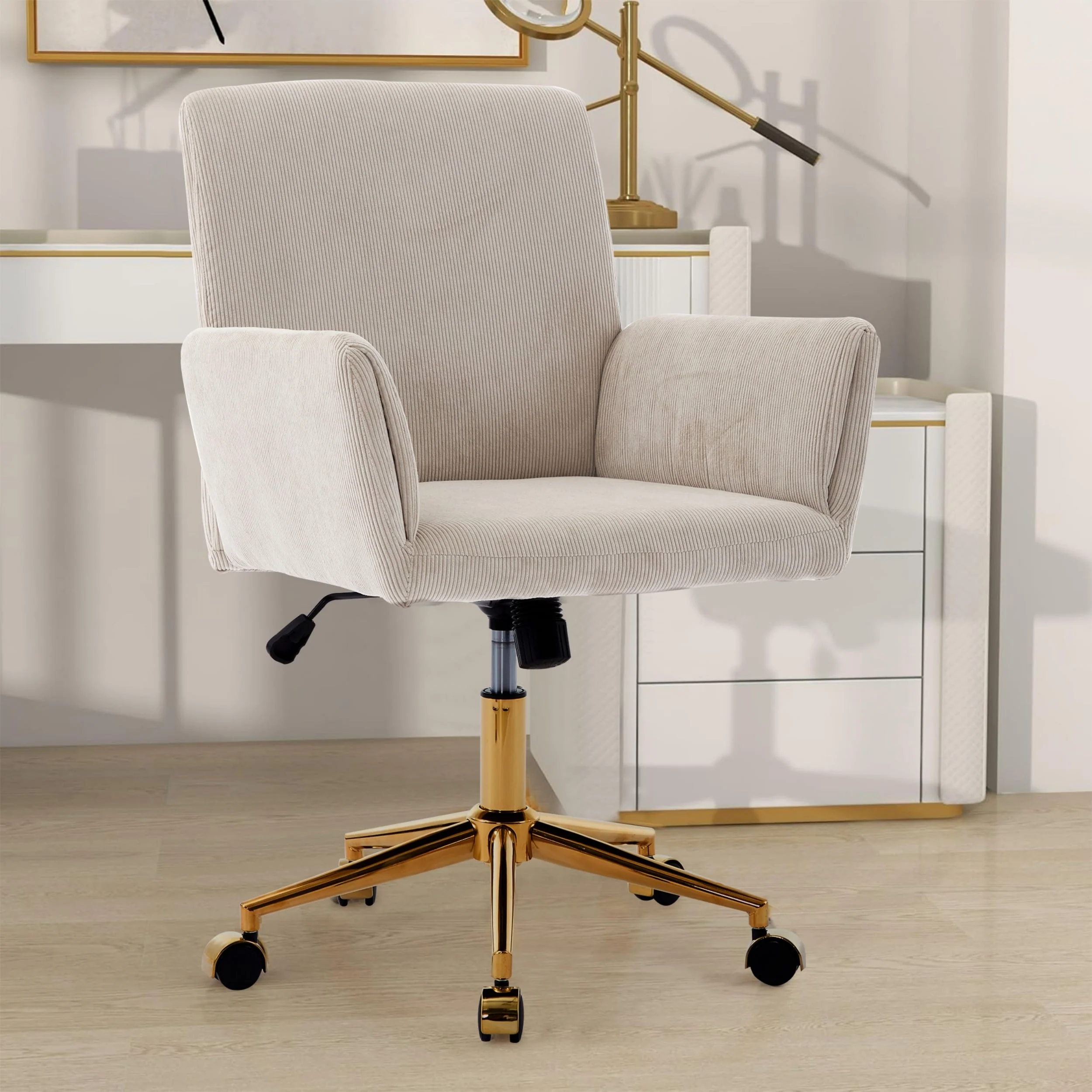 Upholstered Home Office Chair with Wheels
