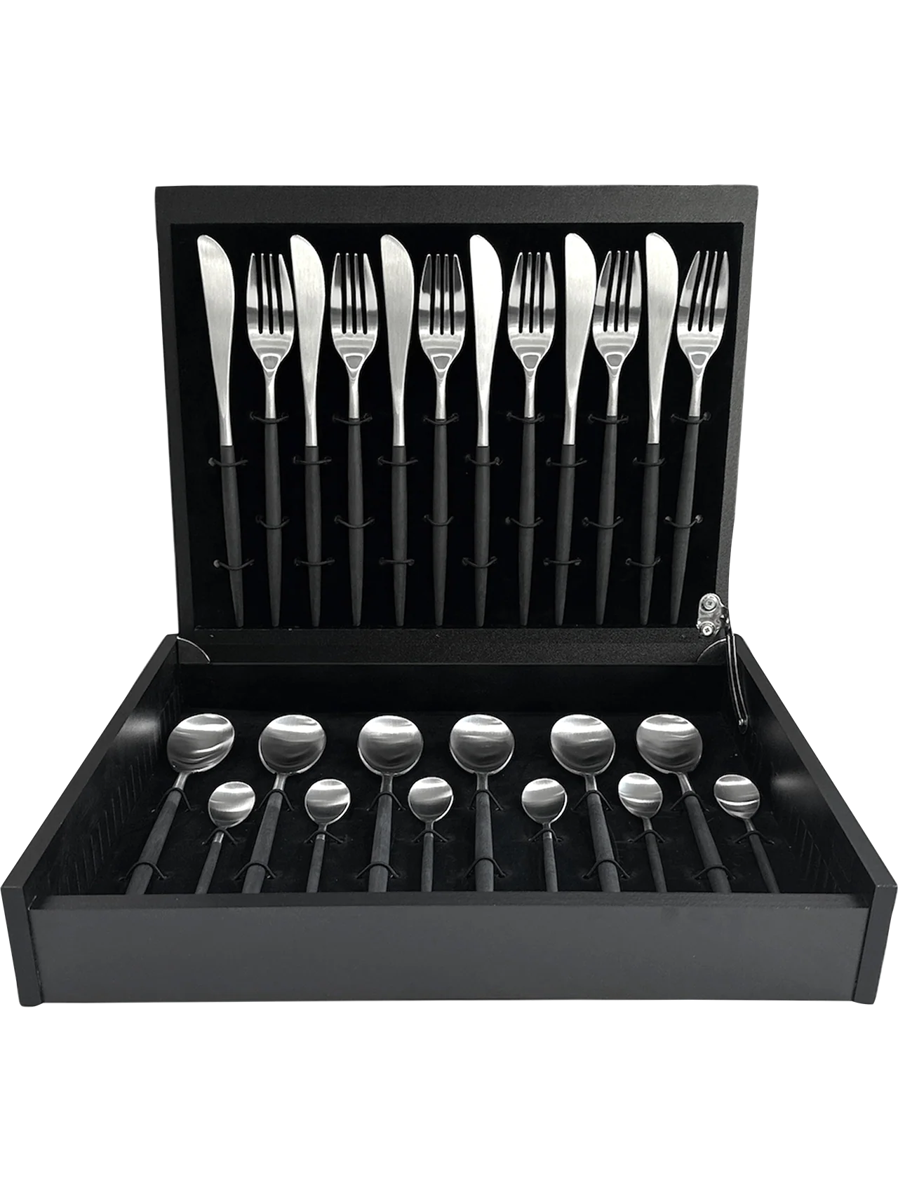 besteckset mio 24-teilig, schwarzer griff