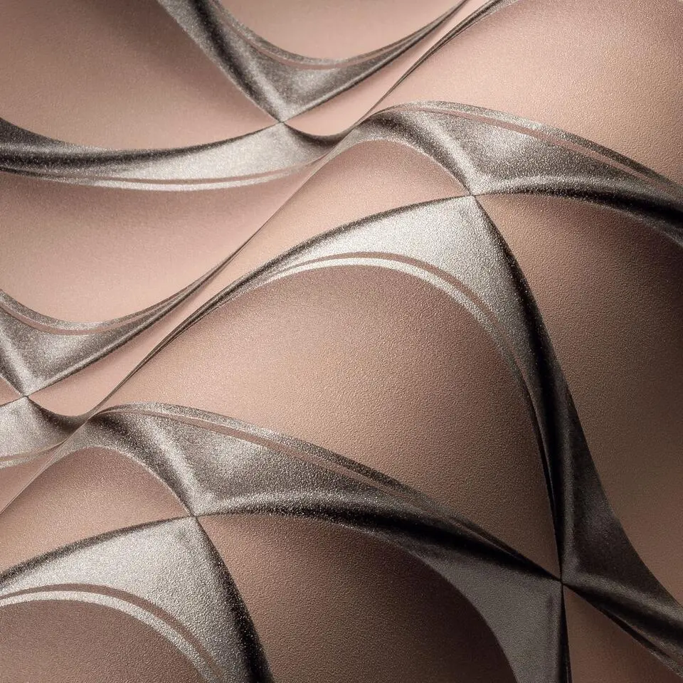 Livingwalls behang 3D-motief roze, zilver en grijs - 53 cm x 10.05 m