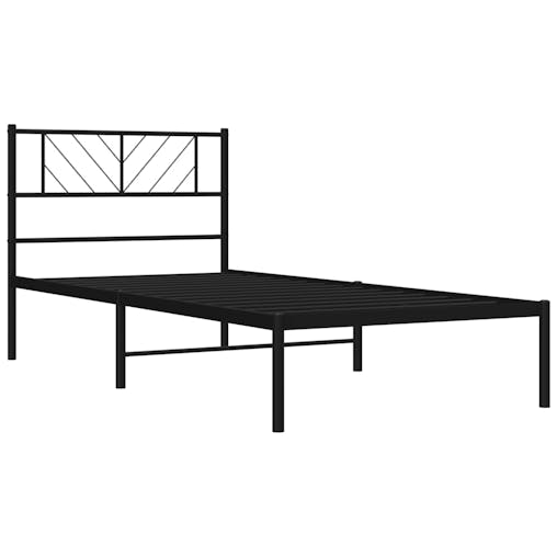 NNEVL Metal Bed Frame with Headboard Black 107x203 cm