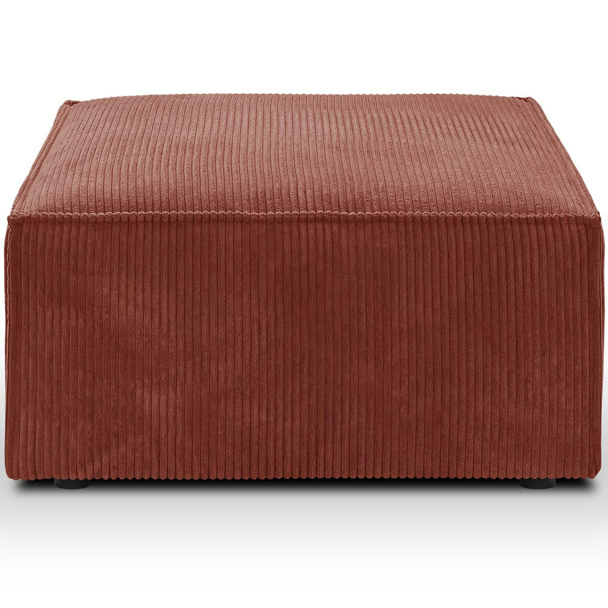 HARPER - Pouf en velours côtelé rouille