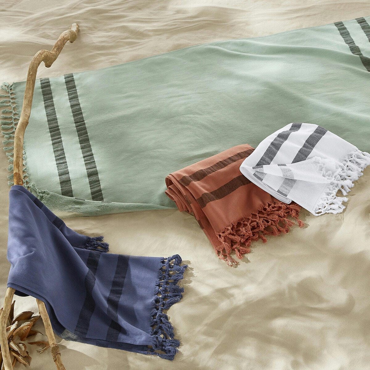 Serviette fouta bio, doublée éponge Antalya