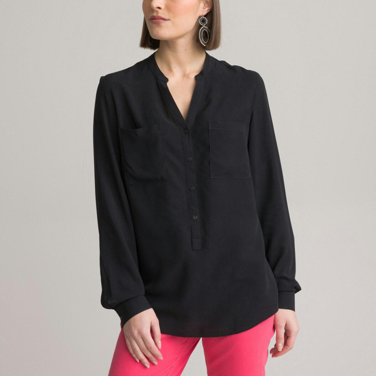 Tunique droite col V, toile fluide