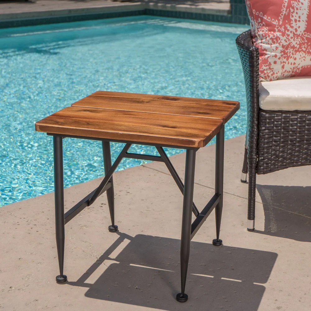 Eleanora Outdoor Acacia Wood End Table by Christopher Knight Home