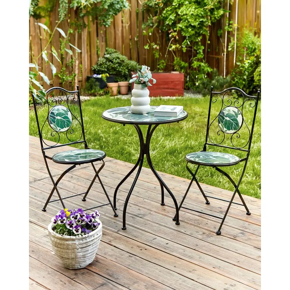 COZZANA - Tuinstoel set van 2 - Zwart - Metaal