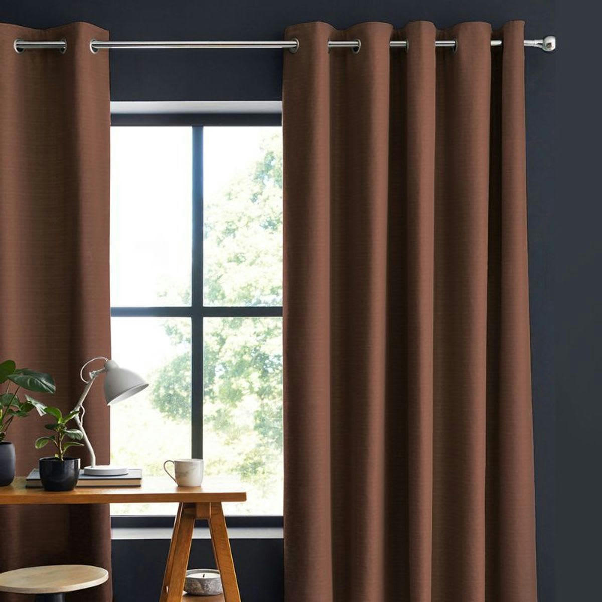 TOILE - Rideau 100% coton chocolat 150x250