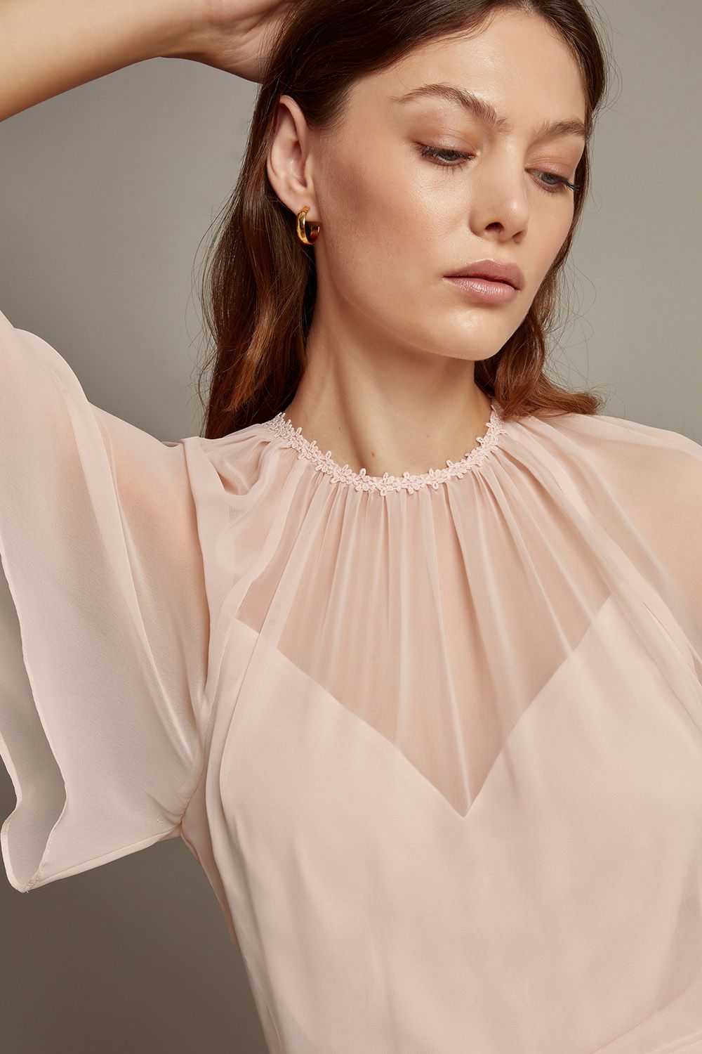 Monsoon Mona Angel Sleeve Maxi Dress Pink