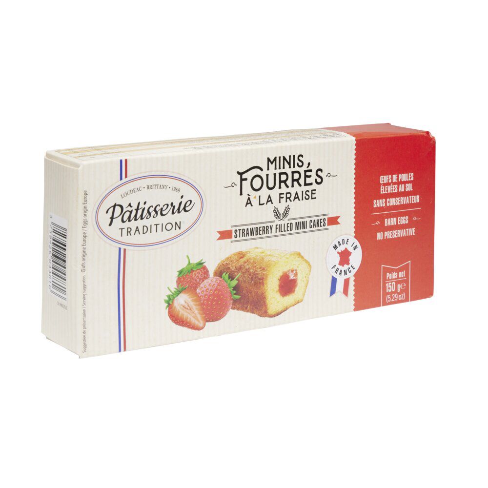 Minis gâteaux fourrés fraise x9 pâtisserie tradition 150g