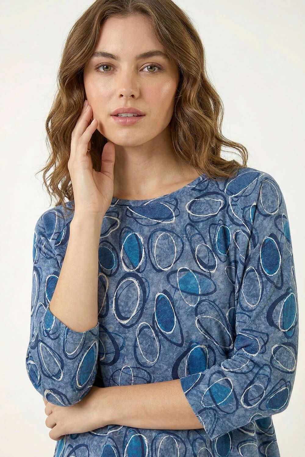 Roman Abstract Printed Raglan Top