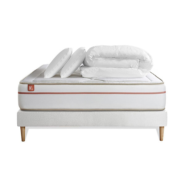 Pack sommier tapissier matelasMémoire de forme avec couette et oreillers