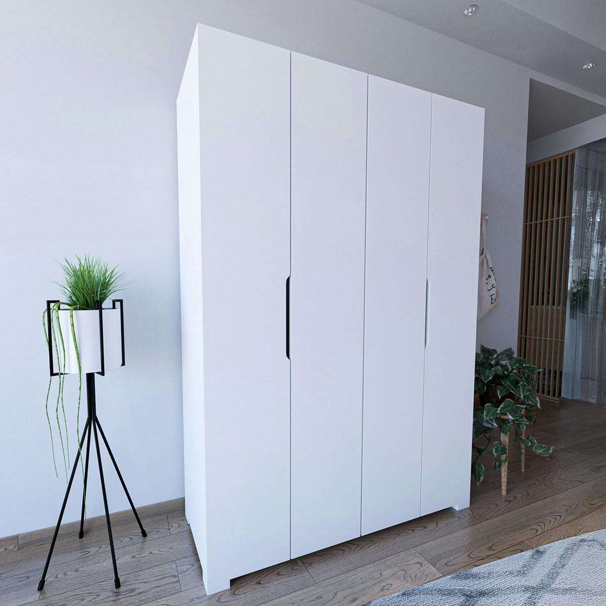 Dressing double blanc 4 portes 2 penderies 120 cm BYRON