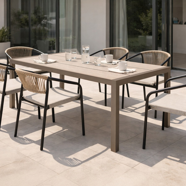 Aluminiowy stół ogrodowy taras z blatem polywood Allen Pro 190x90 taupe