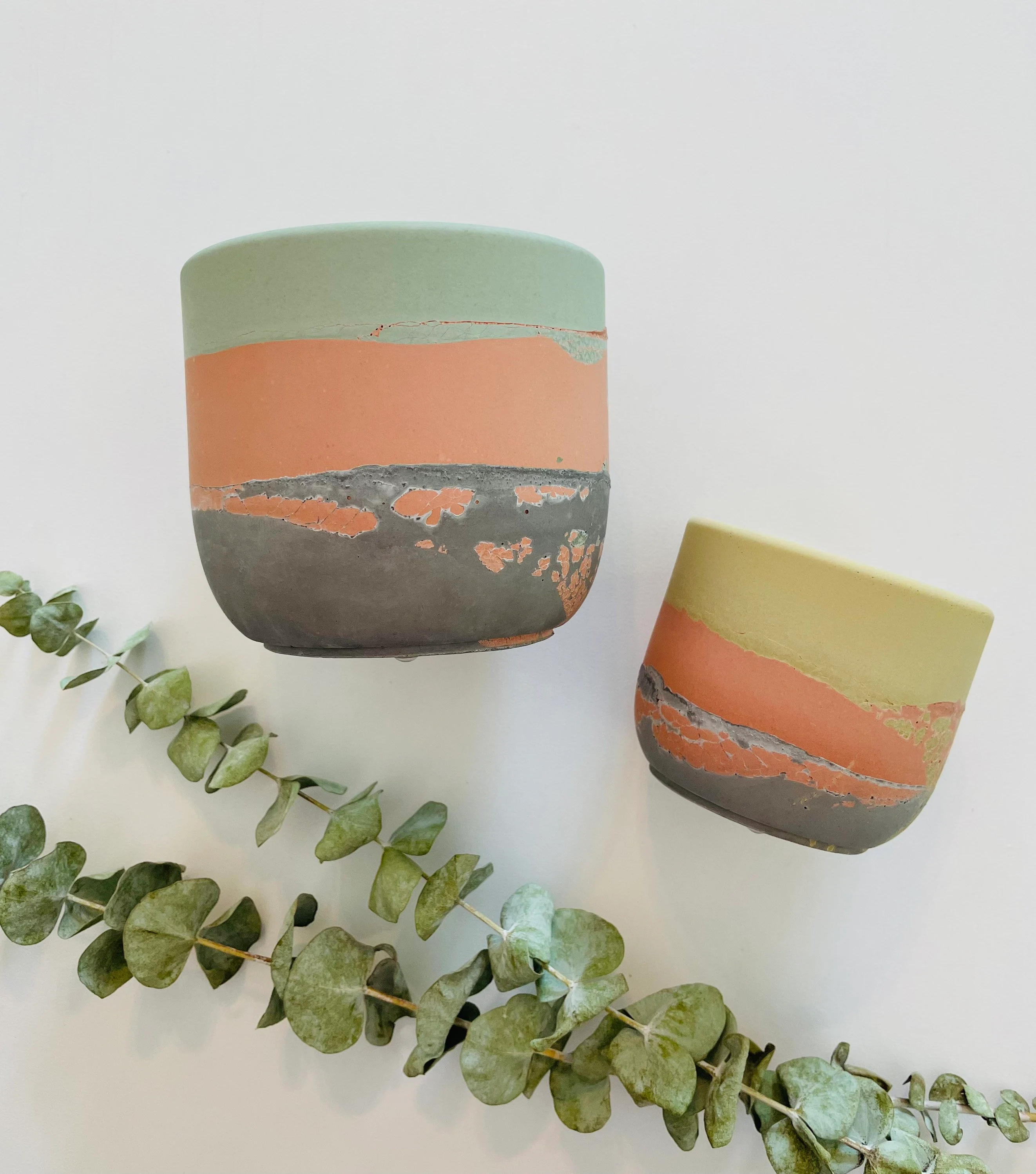 Volcano Planter | Green or Mustard, Terracotta & Charcoal Layered Concrete Planter | Pot | Minimalist Planter | Indoor Planter