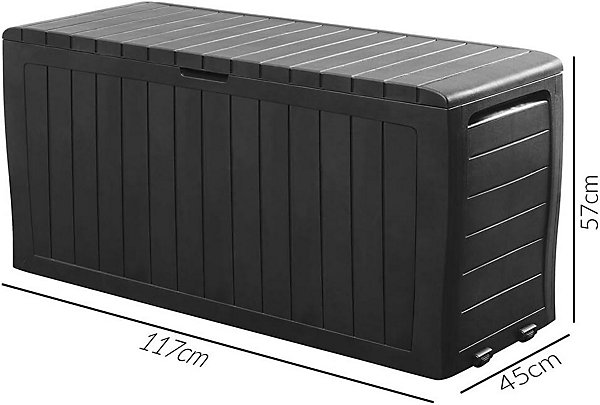 Coffre de Rangement Extérieur Noir de 270L avec Roulettes   Poignées Latérales - Malle de Rangement Jardin