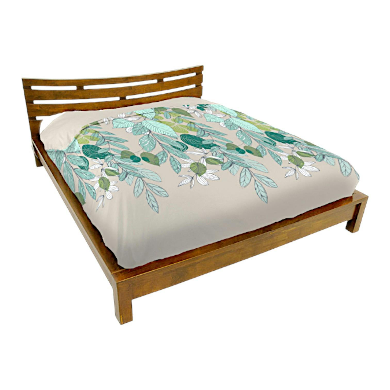 Lit 2 places couchage 140x190 avec tête de lit basse Hévéa 156x204x80cm NIAGARA