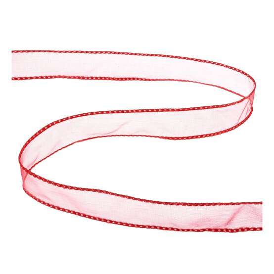 Red Wire Edge Organza Ribbon 25mm x 3m