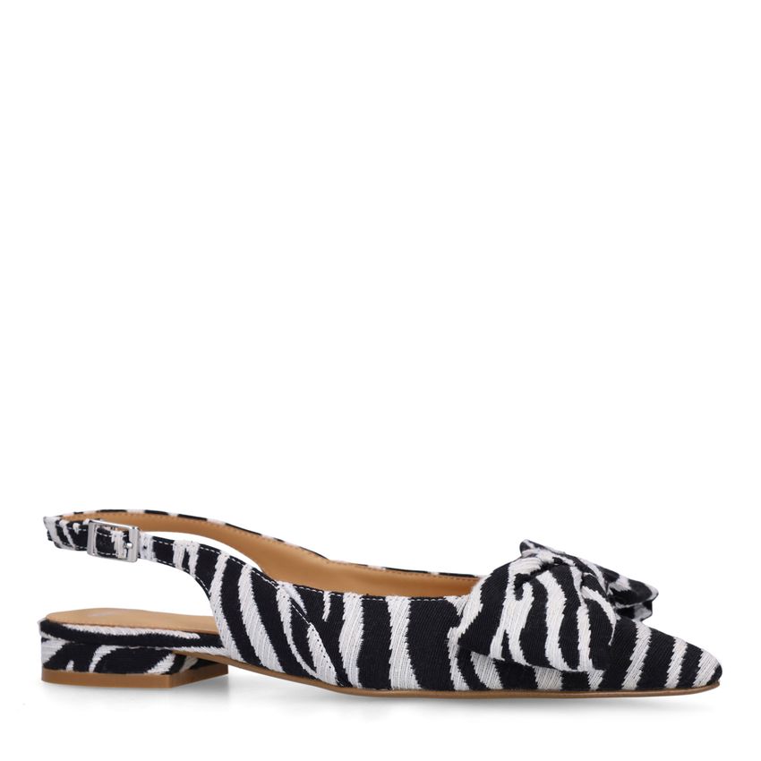 Manfield Off white zebra slingbacks met strik