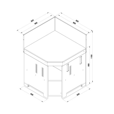 Meuble d’angle inox et acier noir Modulo - ENO