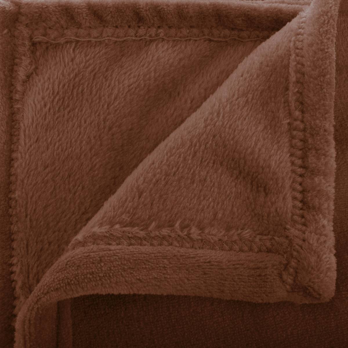 Flannel Throw "Ollis" Tonka Brown, 230x180 cm