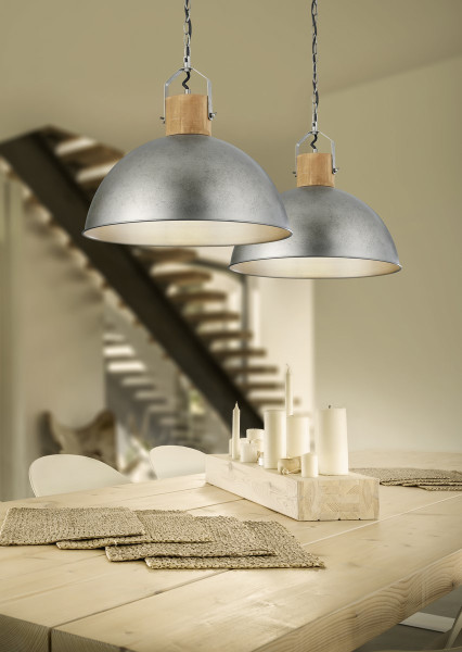Lampa wisząca srebrno-jasne drewno DELHI 1xE27x60W wym: 150x45x45 cm Trio