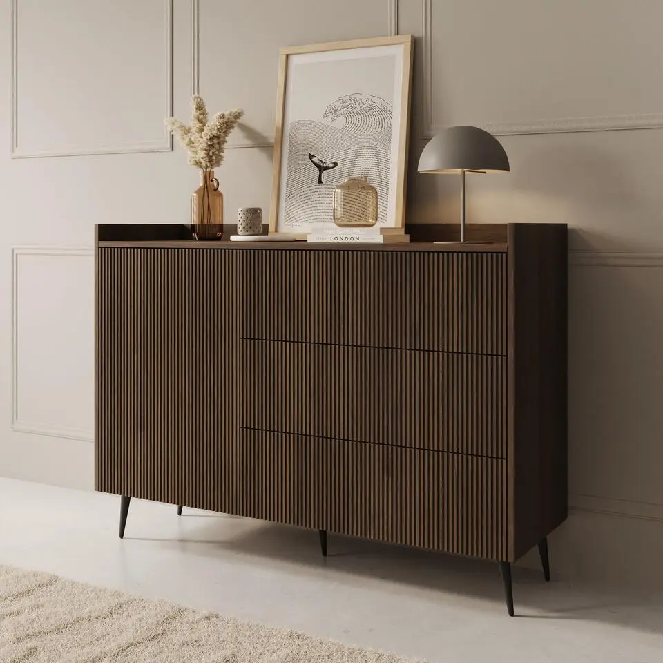 Meubella - Asty - Dressoir - Donker eiken - 126x41x92 cm