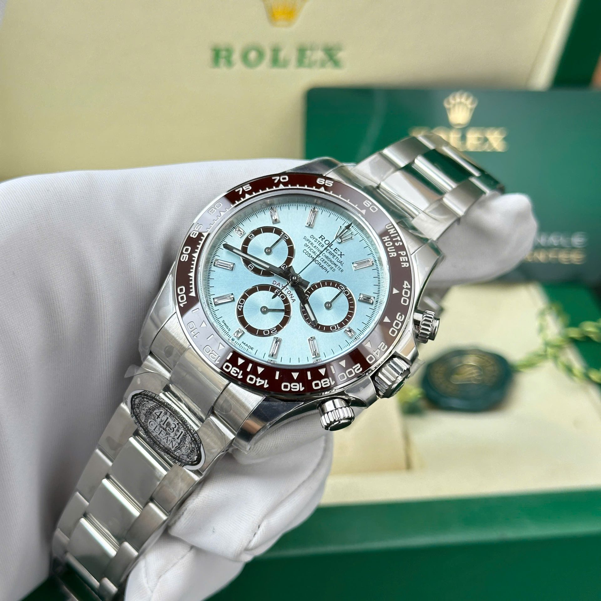 Rolex Daytona 126506 904L Steel Ice Blue Dial CZ Diamonds 40mm Oyster Super Clone