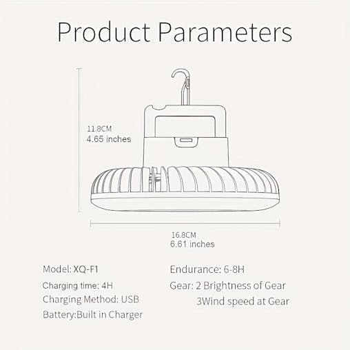 NNETM Camping Fan Light with Hook, Magnet & USB
