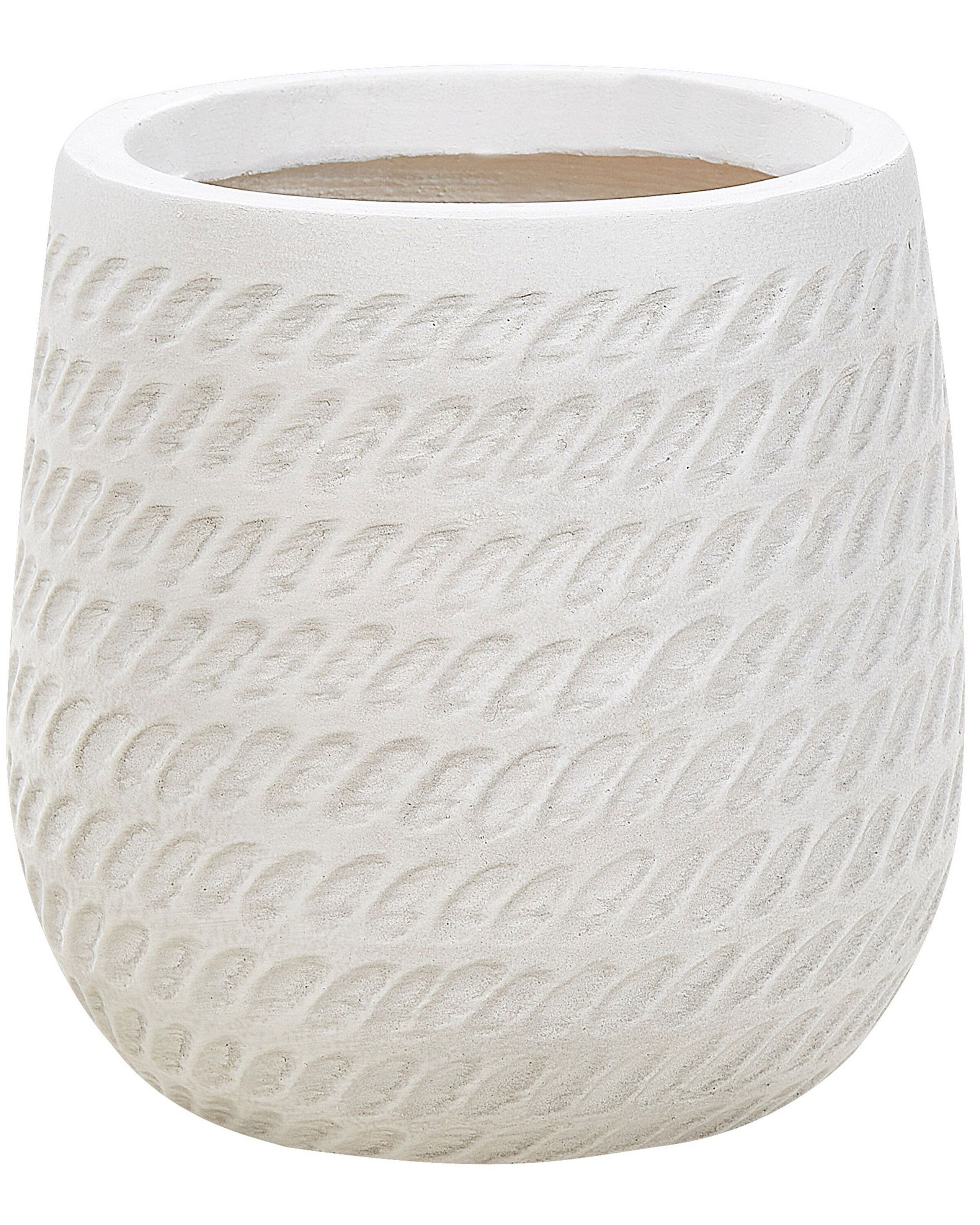 Donica okrągła tłoczony wzór złamana biel⌀ 19 cm
