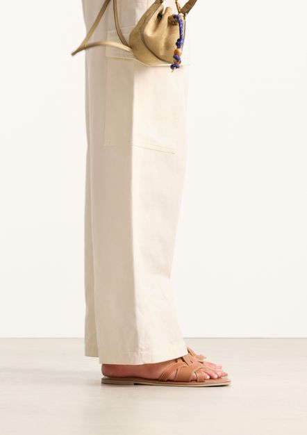 Cognac leren slippers