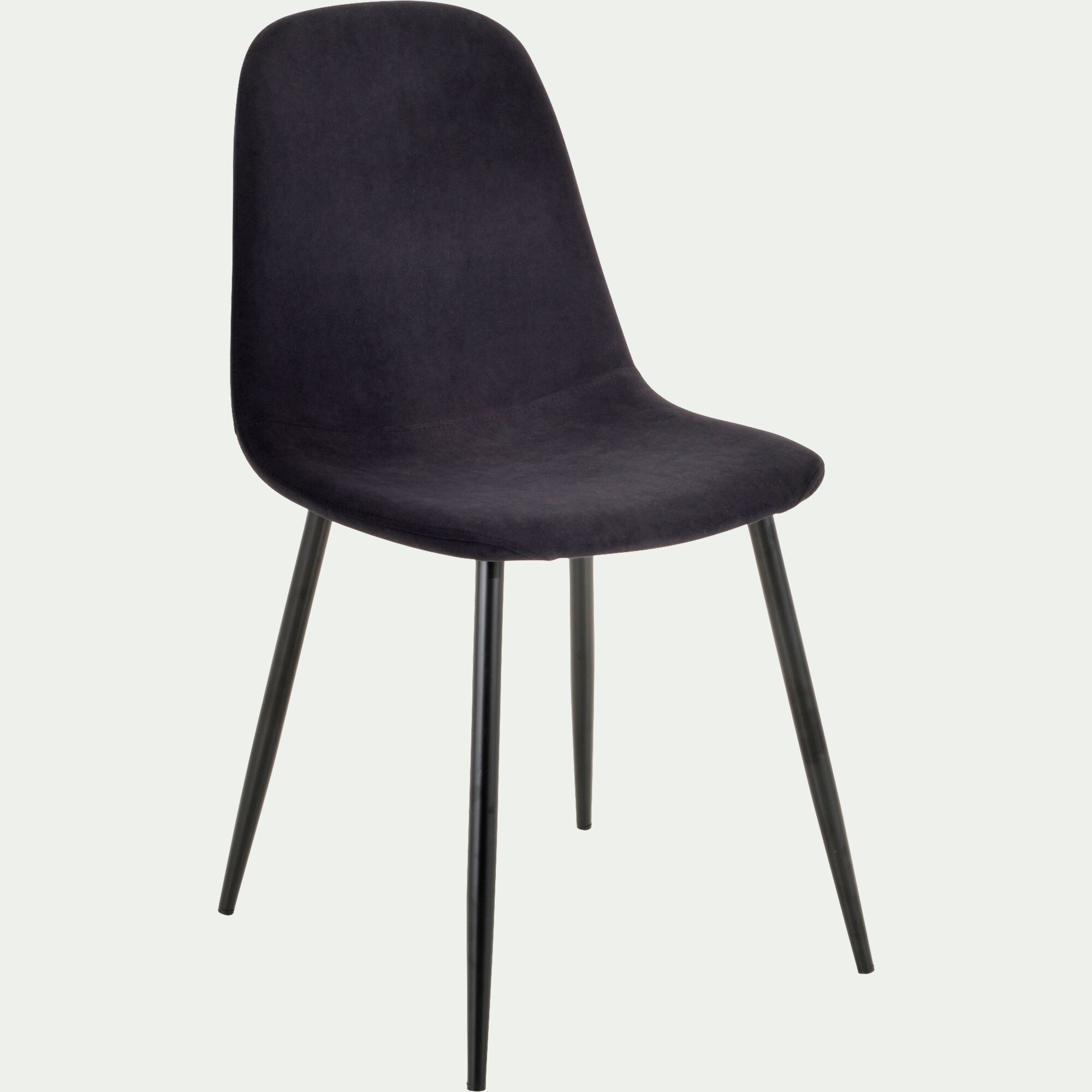 LOANA - Chaise en acier effet bois et tissu - noir