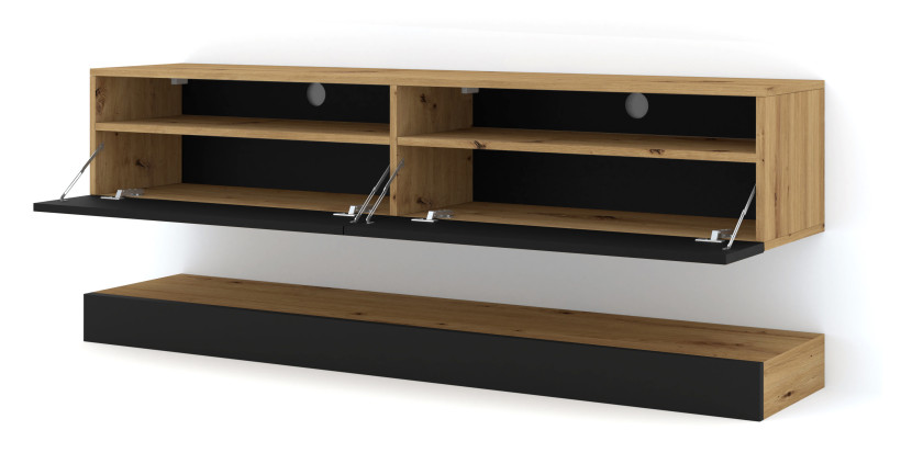 Szafka RTV DUO 160 dąb artisan / czarny mat