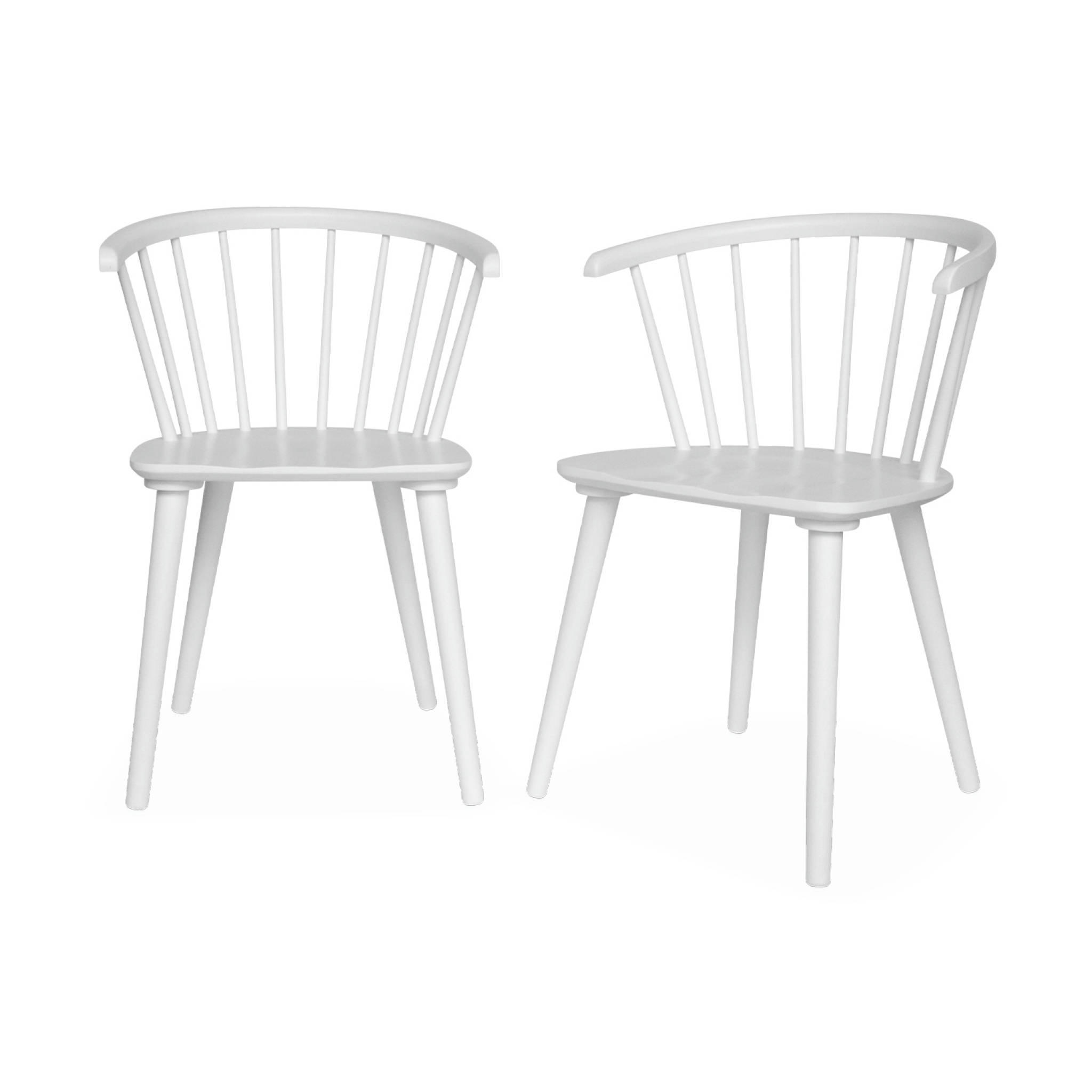 PAULA - Lot de 2 chaises blanches à barreaux en bois et contreplaqué