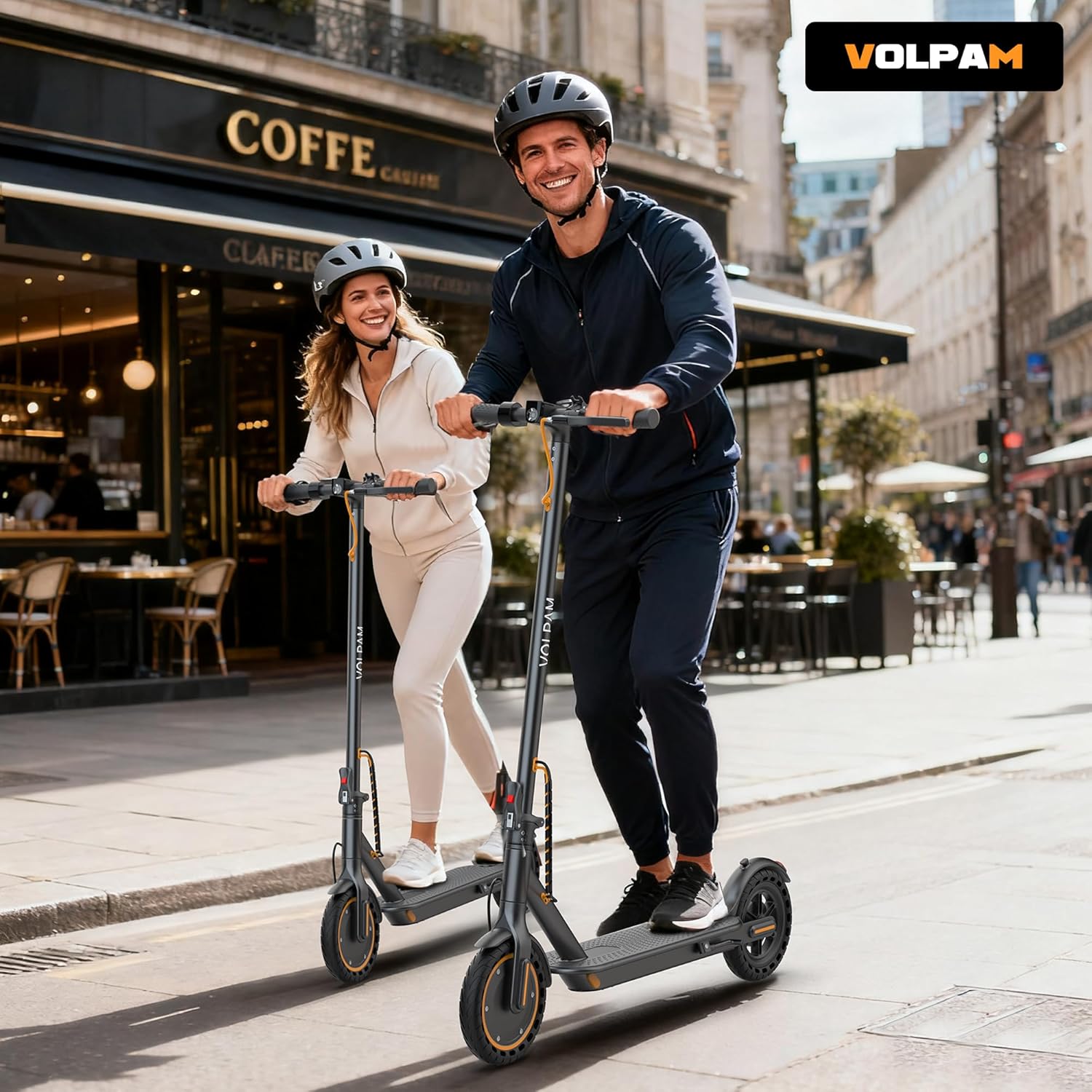 Volpam Adult Electric Scooter, Max Speed 19/21MPH, Up to 21-28 Miles Range, 500W/350WMotor Adult E-Scooter, Foldable Scooter with Dual Braking, Smart APP
