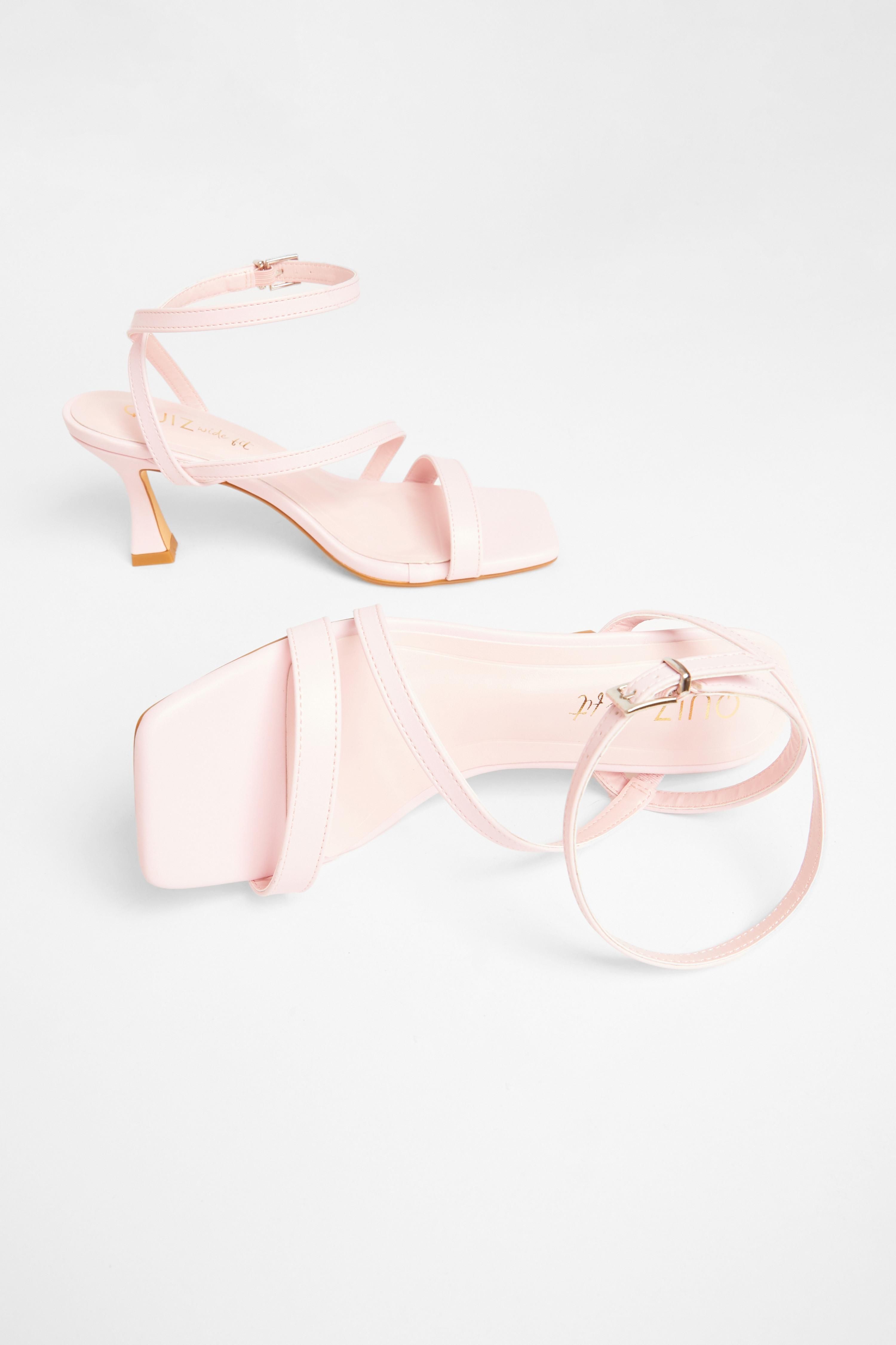 Quiz Pink Wide Fit Asymmetric Strap Heels