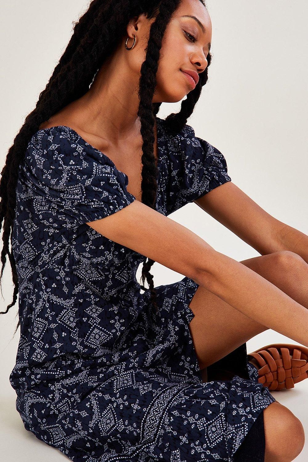 Monsoon Square Neck Jersey Print Dress