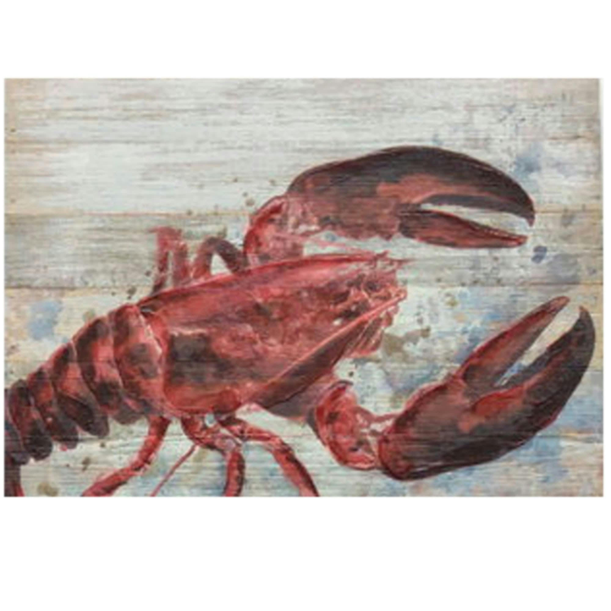 - Peinture sur panneau bois Homard - 40x30cm