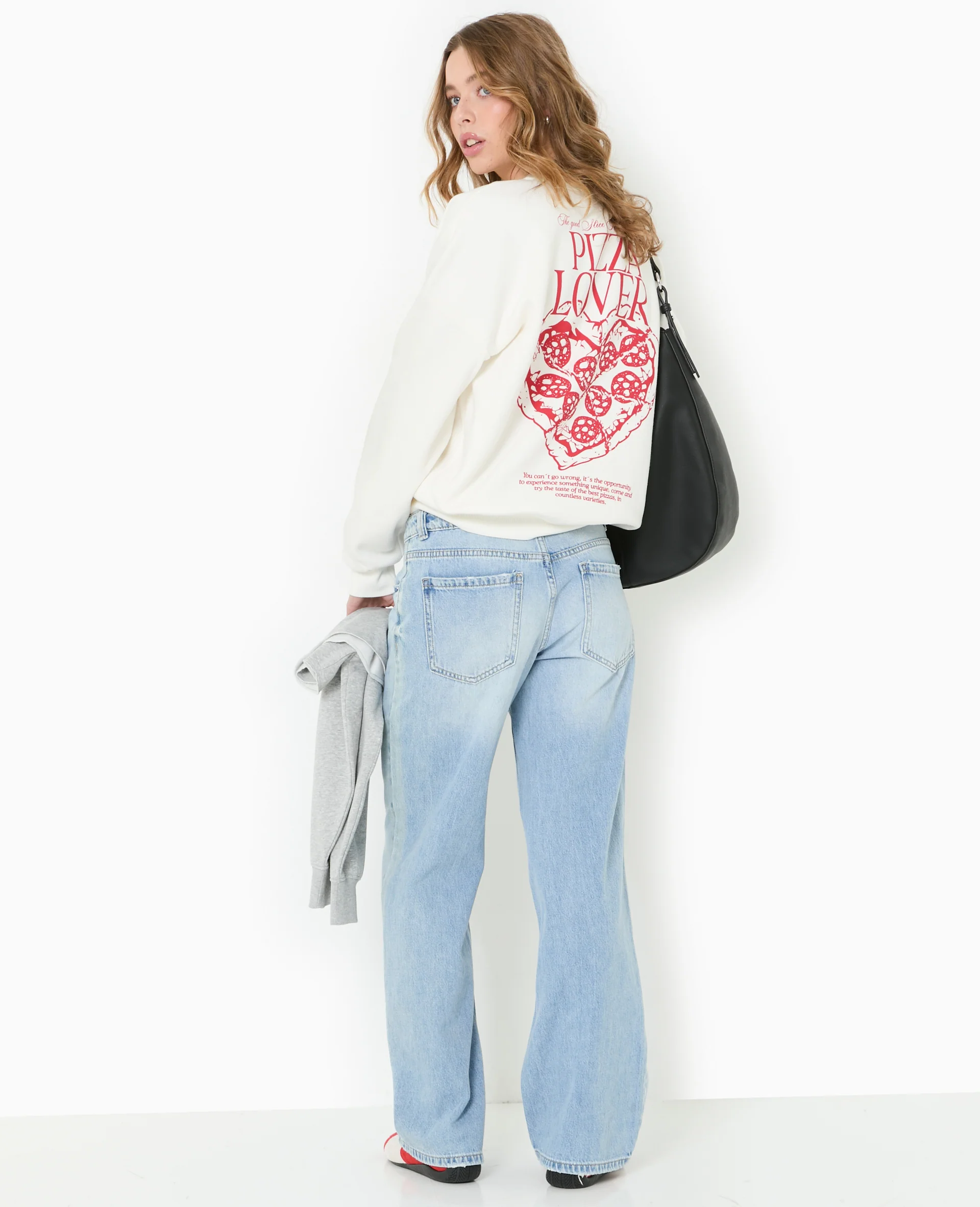 Sweat oversize avec print poitrine et dos