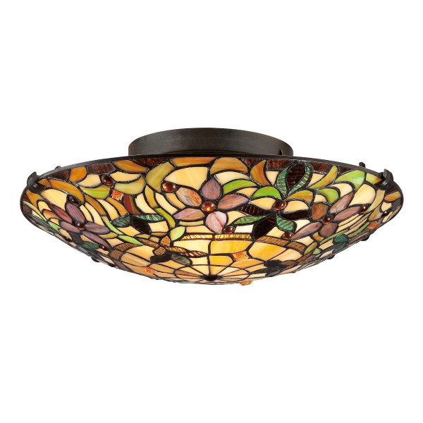 Plafon witrażowy multikolor okrągły 42,1cm Kami 2xE27x60W IP20 Quoizel