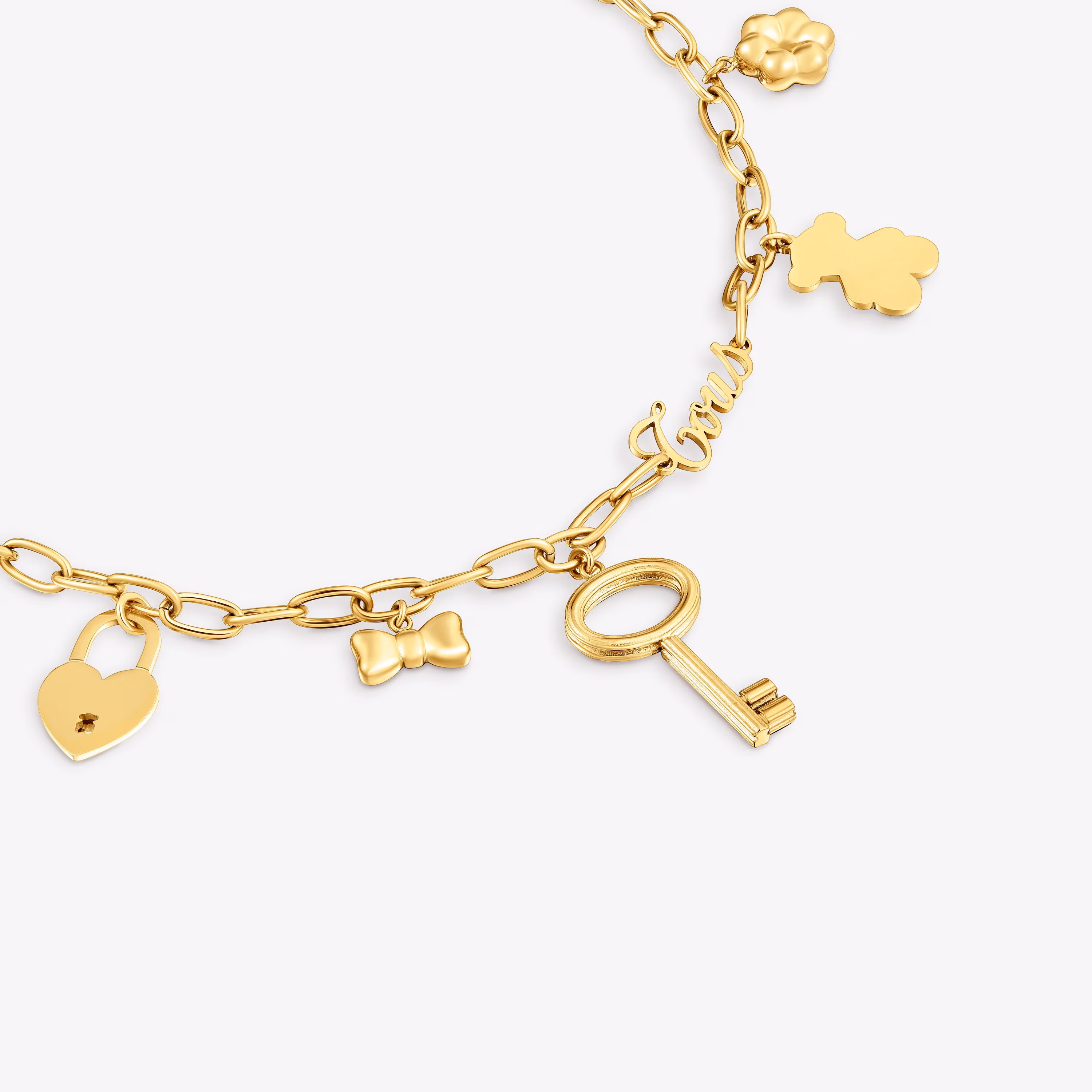 Collar de acero dorado y motivos colgantes TOUS Charming