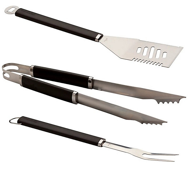 Lot de 3 ustensiles pour barbecue CharBroil Spatule Pince Fourchette