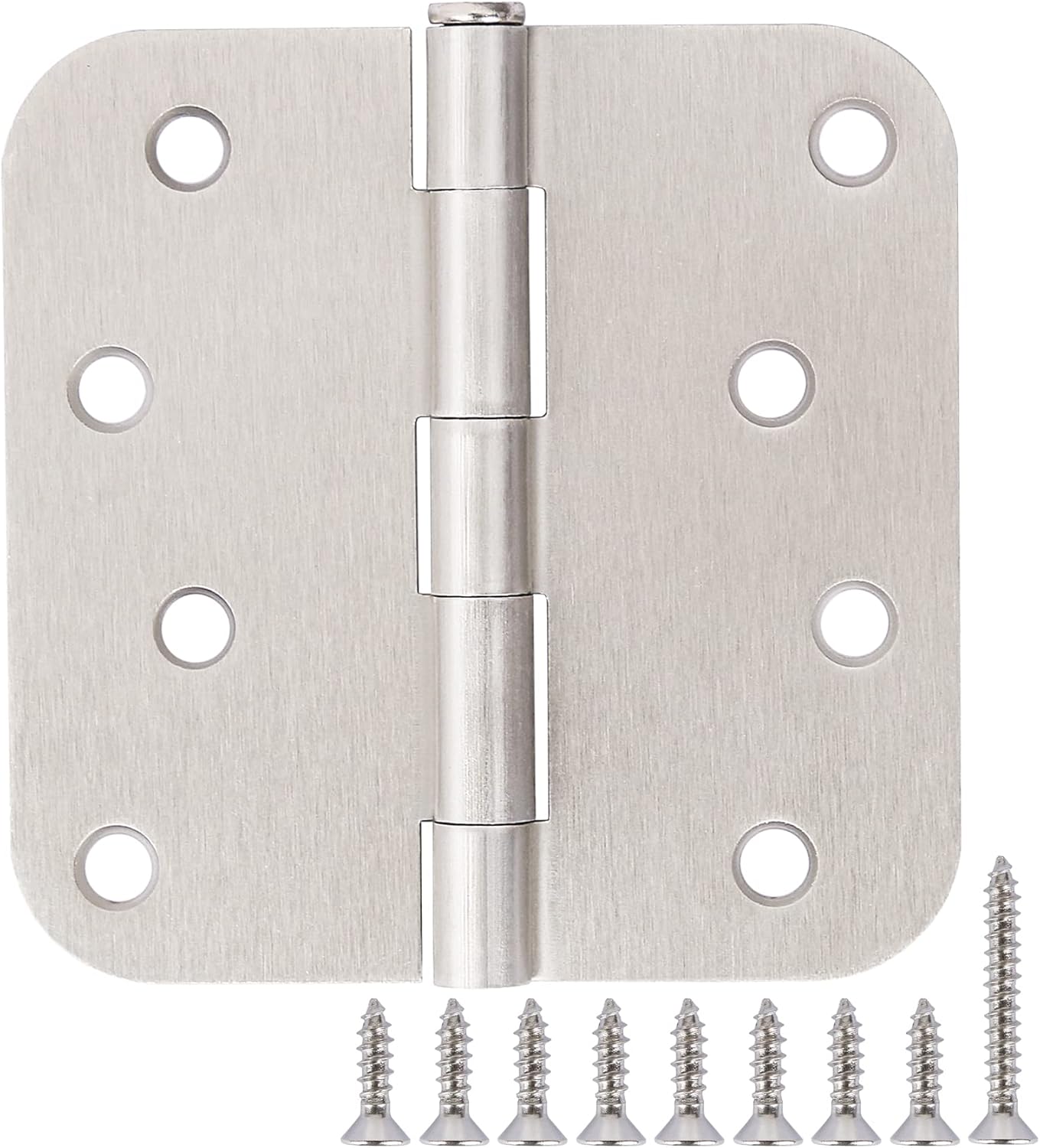 3 Pack 4 Inch Door Hinges Brushed Nickel Interior/Exterior Door Hinges Satin Nickel 4x4 5/8 Radius Rounded Front 4In Door Hinges Silver Heavy Duty Iron Shed House Hinges Door Hardware Brushed Nickel