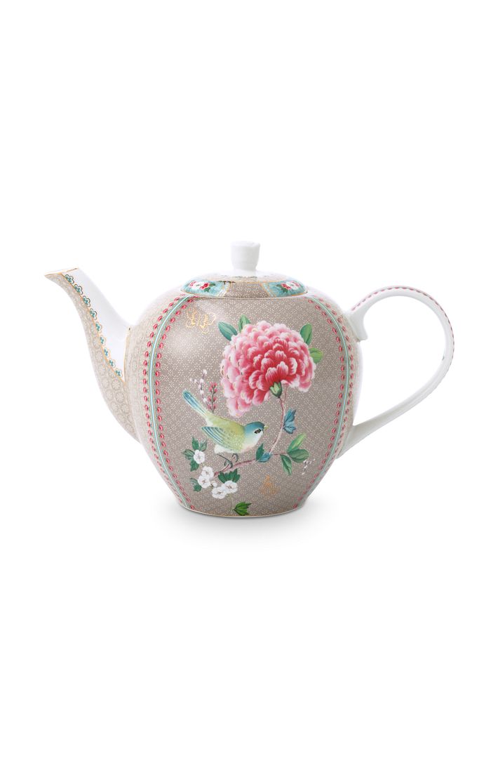 Pip Studio Blushing Birds Theepot - Servies - Theekan - Khaki - 1.6l