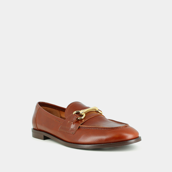 Mocassins à mors dorésen cuir cognac | DRAGUIGNAN