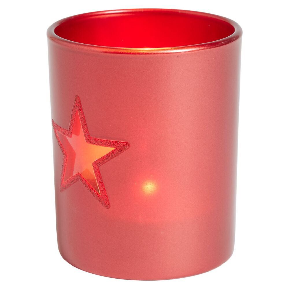 Photophore de No&euml;l en verre coloré étoile ajourée - 4 modèles