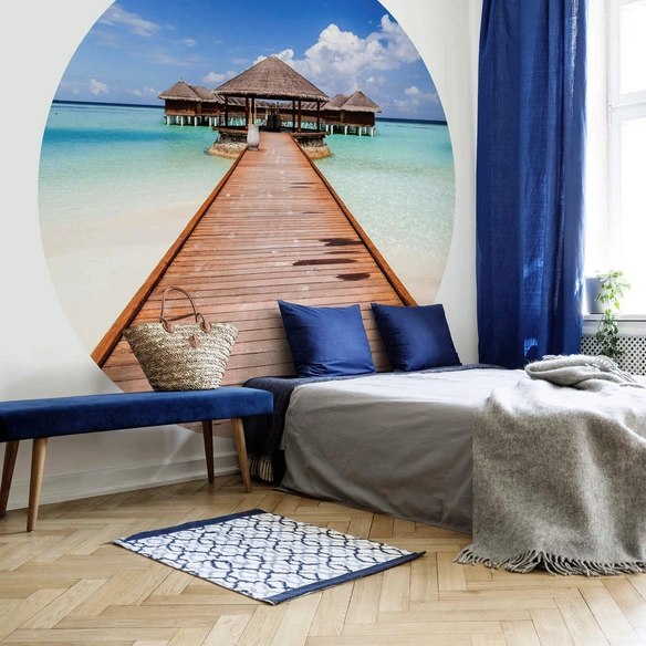Vliestapete »Runde Vliestapete«, Colombo Strand Paradies Meer, mehrfarbig, matt