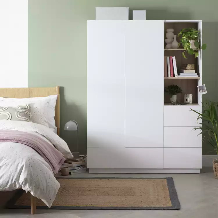 Habitat Skandi 2 Door 4 Drawer Open Wardrobe - White