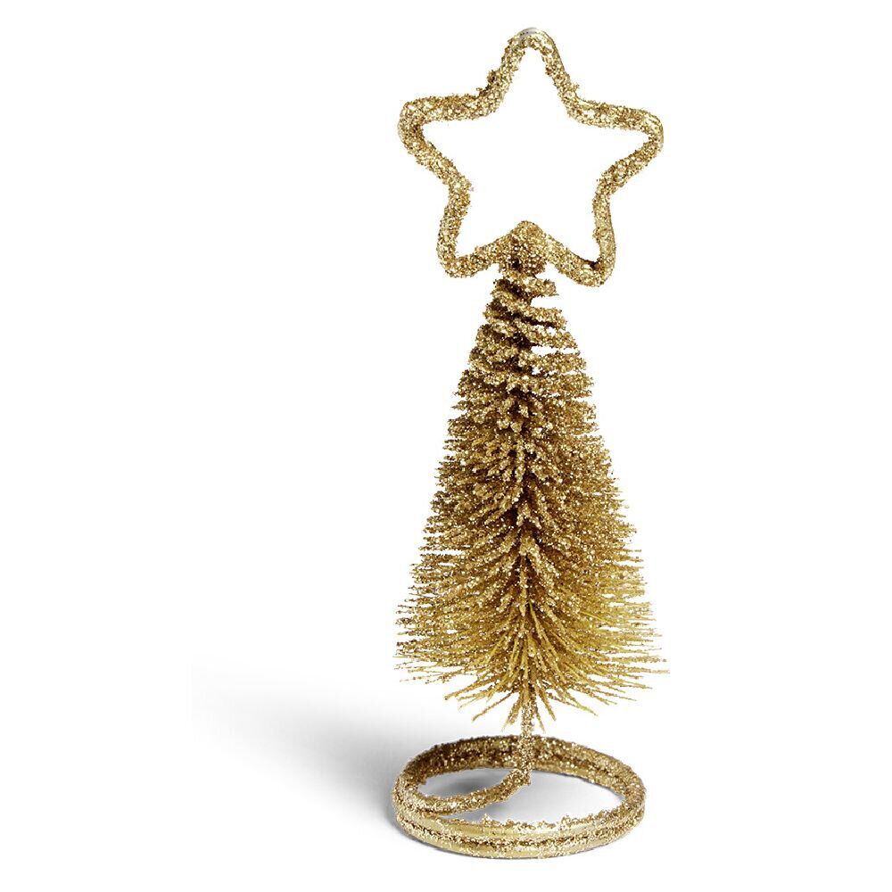 Marque place No&euml;l sapin doré Ø4xH10,5cm