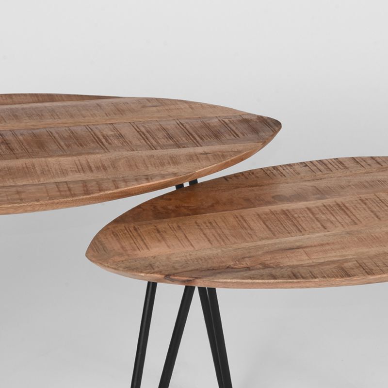 LABEL51 Salontafel Frisk Set van 2 - Naturel Mangohout - 68x43x44cm