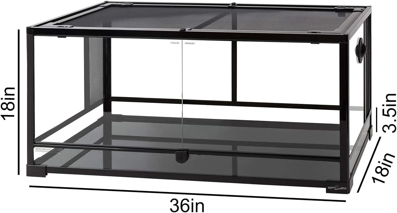 50 Gallon Reptile Glass Terrarium Tank Double Hinge Door with Screen Ventilation Large Reptile Terrarium 36" x 18" x 18"(Knock-Down)
