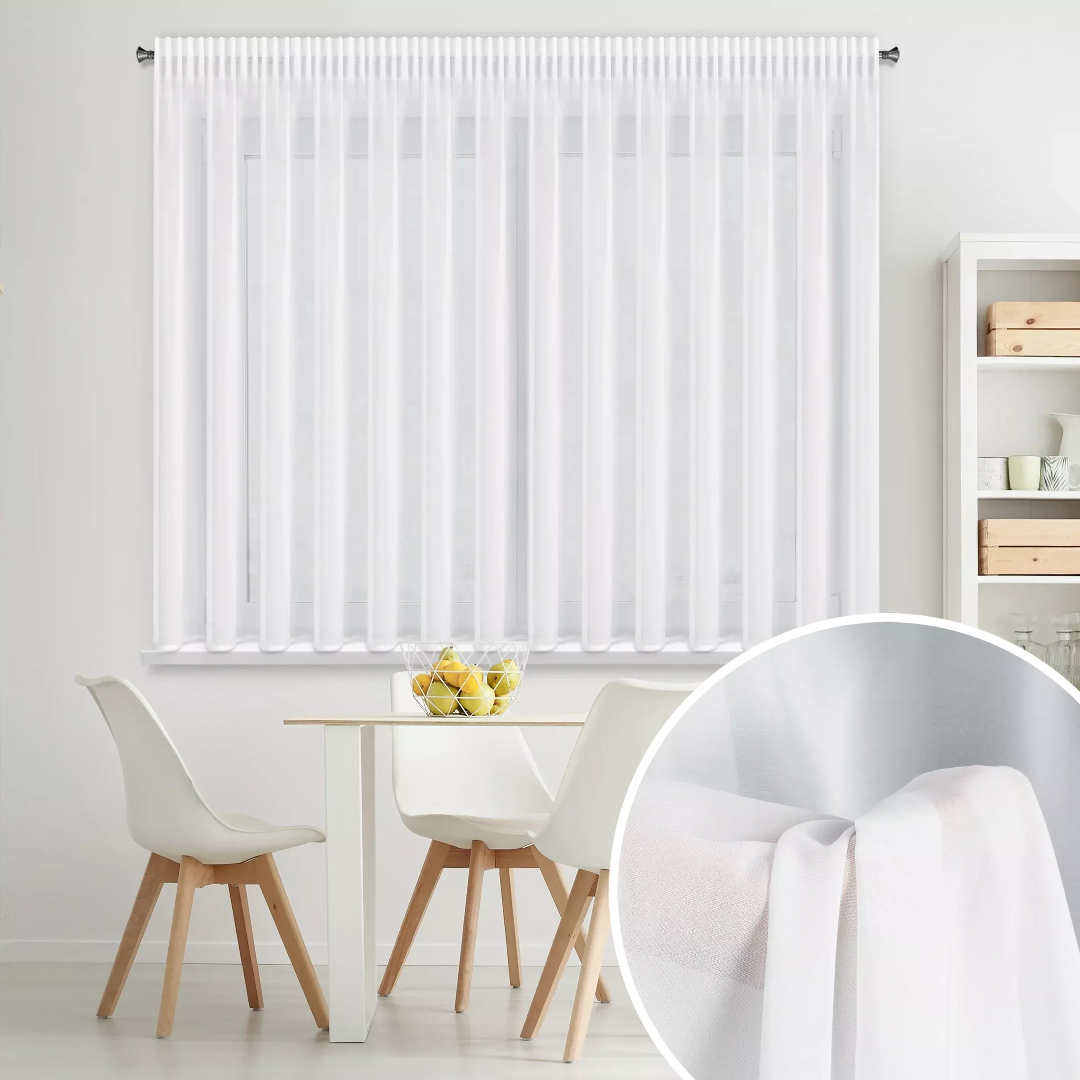 Firana biała z gładkiego szyfonu 350x150 cm taśma - DALIA